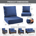Bellefurn Luxury Outdoor Deep Seat Cushion 22 X 24 X 6 inch for Patio Furniture,Outdoor Sofa Cushions Chairs Cushions,Waterproof & Fade Resistant Patio Furniture Cushions for Wicker Chair,Couch