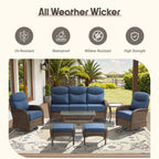 Bellefurn Outdoor Swivel Rocker Patio Chairs with 6" Thick Cushions,Wicker Swivel Chairs Set of 2 with Side Table,All-Weather Conversation Chairs for Porch,Balcony,Backyard,Deck & Fire Pit Area