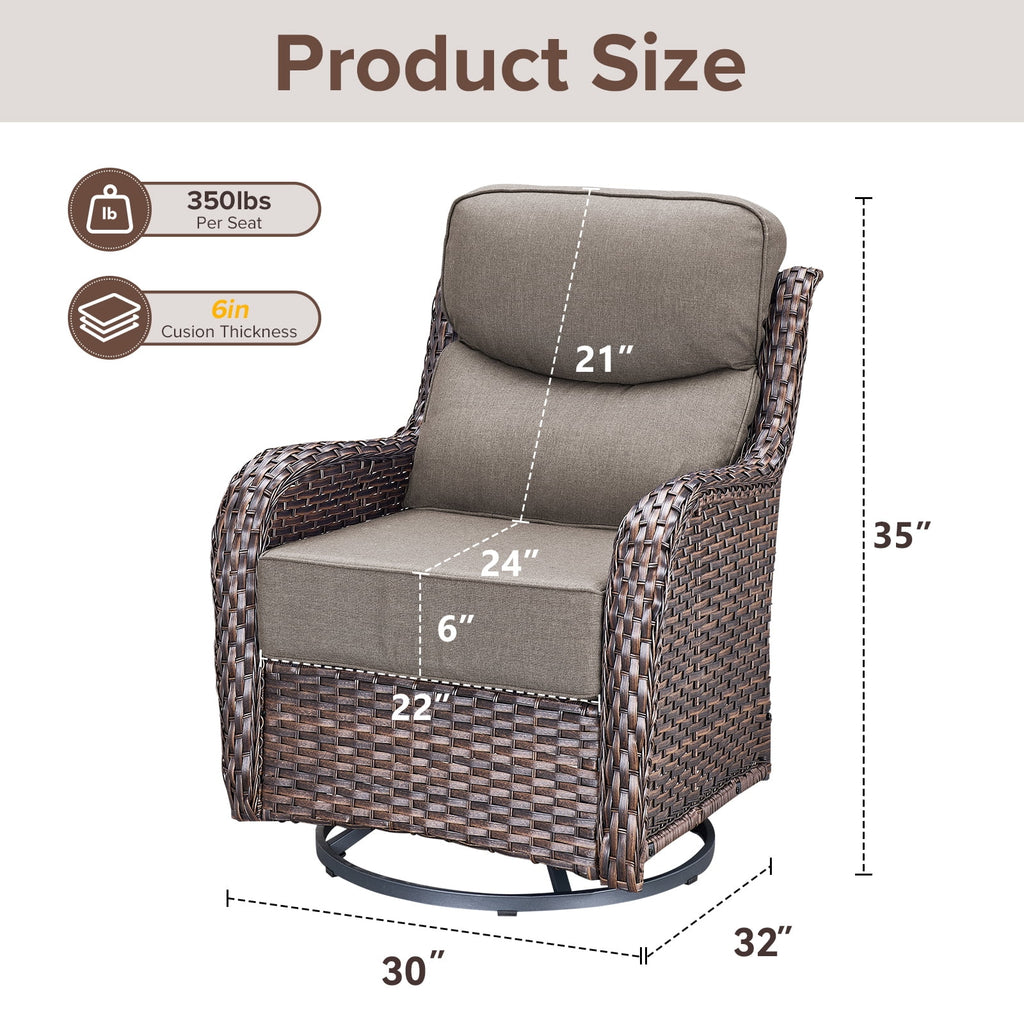 Bellefurn Outdoor Swivel Rocker Patio Chairs with Side Table,Patio Swivel Chairs Set of 2 Wicker Patio Chairs Patio Furniture Set for Porch Balcony Garden Deck Yard