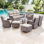 Bellefurn Outdoor Swivel Rocker Patio Chairs with 6" Thick Cushions,Patio Swivel Chairs Set of 2 Wicker Patio Chairs Patio Furniture Set for Porch Balcony Garden Deck Yard