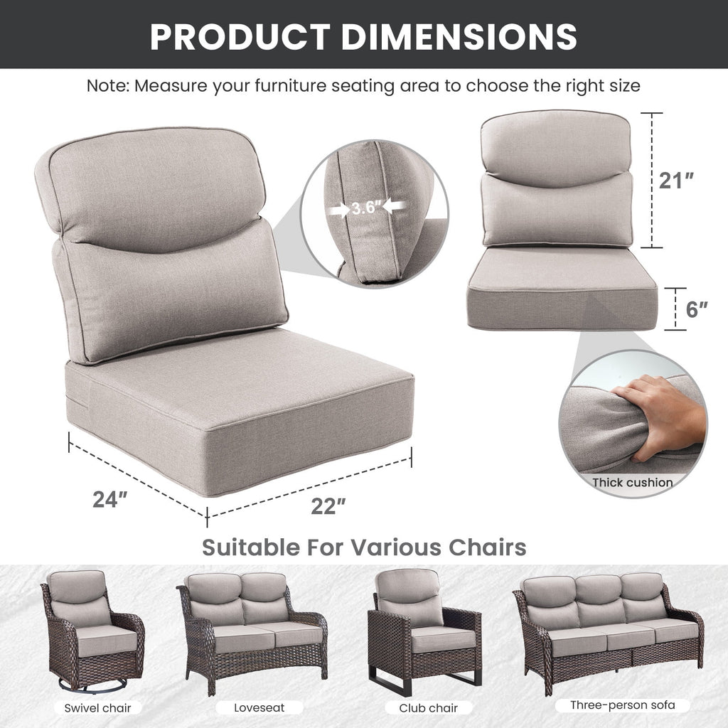 Bellefurn Outdoor Seat Cushions 22 X 24 X 6 inch for Patio Furniture,O