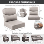 Bellefurn Outdoor Seat Cushions 22 X 24 X 6 inch for Patio Furniture,O