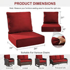 Bellefurn Outdoor Deep Seat Cushion 24 X 24 X 6 inch for Patio Furniture,Outdoor Chair Cushions Waterproof & Fade Resistant Patio Furniture Cushions for Wicker Chair, Sofa, Couch