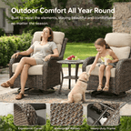 Bellefurn Outdoor Swivel Rocker Patio Chairs with 6" Thick Cushions,Patio Swivel Chairs Set of 2 Wicker Patio Chairs Patio Furniture Set for Porch Balcony Garden Deck Yard