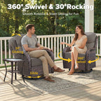 Bellefurn Outdoor Swivel Rocker Patio Chairs with Side Table,Patio Swivel Chairs Set of 2 Wicker Patio Chairs Patio Furniture Set for Porch Balcony Garden Deck Yard