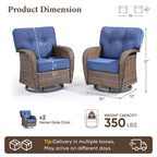 Bellefurn Outdoor Swivel Rocker Patio Chairs Set of 2,High Back Outdoor Wicker Swivel Chairs Patio Swivel Glider Chairs,Patio Furniture Set for Porch,Balcony,Garden,Deck & Backyard