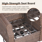 Luxury High Back Outdoor Furniture Set with 6 inch Thick Cushion,Patio Furniture Set with Swivel Rocker Chair,Sofa and Coffee Table,5 PCS Wicker Conversation Set for Yard,Deck,Poolside