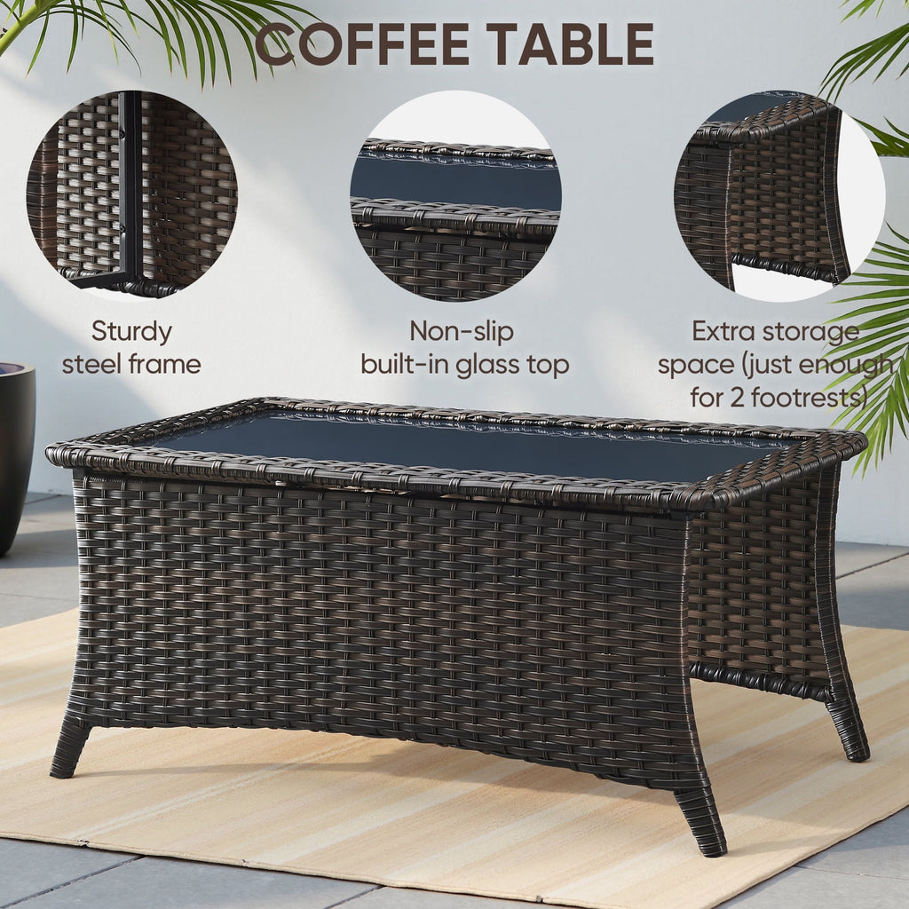 Bellefurn Luxury 6 Pieces Outdoor Patio Furniture Set with Swivel Rocker Chairs 6-inch Extra Thick Cushions,Sofa Coffee Table,Wicker Conversation Sets for Porch Deck Backyard Poolside