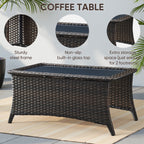 Bellefurn Luxury 6 Pieces Outdoor Patio Furniture Set with Swivel Rocker Chairs 6-inch Extra Thick Cushions,Sofa Coffee Table,Wicker Conversation Sets for Porch Deck Backyard Poolside