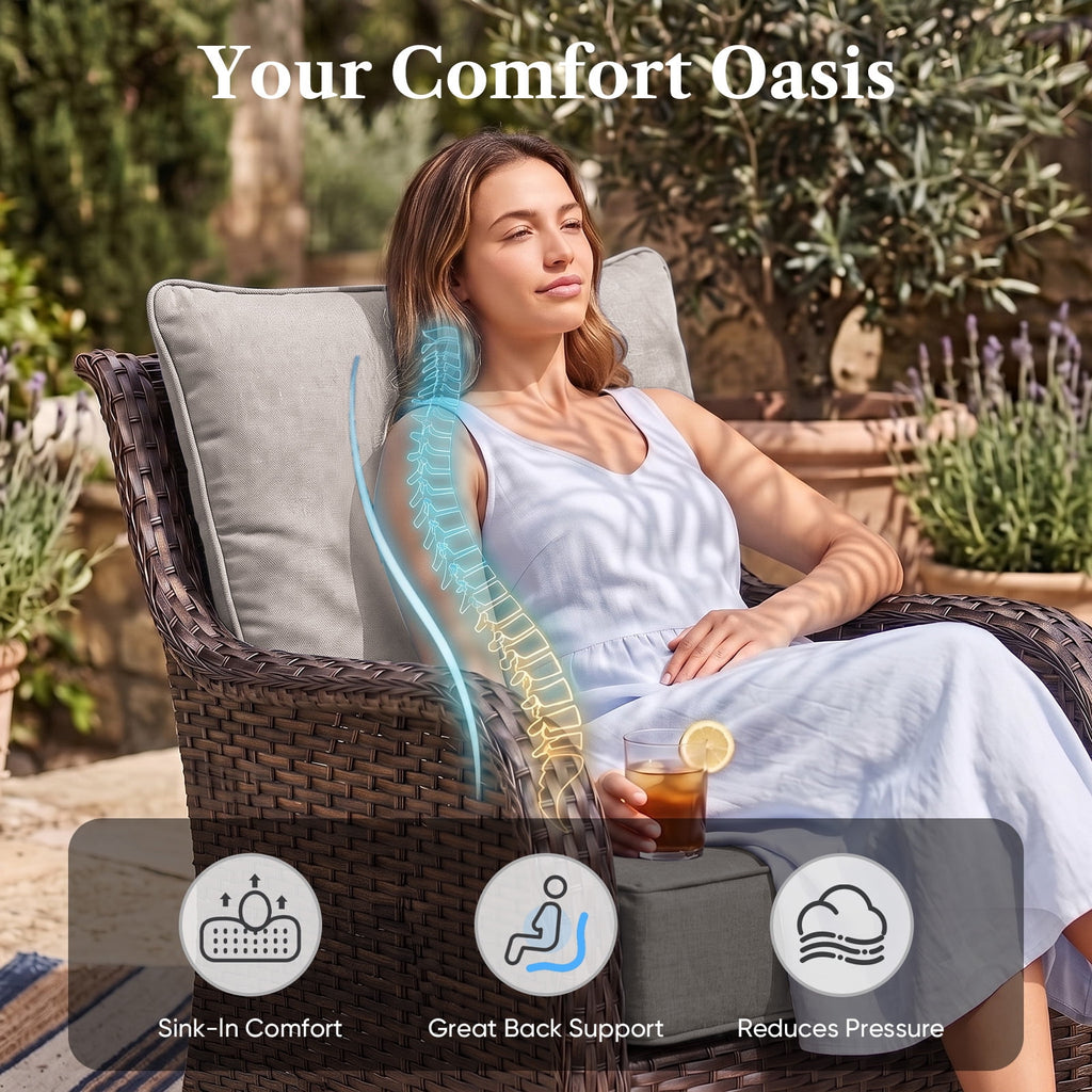 Bellefurn Outdoor Deep Seat Cushion 24 X 24 X 6 inch for Patio Furniture,Outdoor Chair Cushions Waterproof & Fade Resistant Patio Furniture Cushions for Wicker Chair, Sofa, Couch