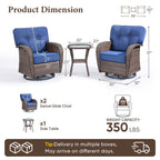 Bellefurn Outdoor Swivel Rocker Patio Chairs with 5" Thick Cushions,High Back Wicker Outdoor Swivel Chairs with Table,Patio Swivel Glider Chairs for Porch,Balcony,Garden,Deck & Backyard