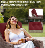 Luxury High Back Outdoor Furniture Set with 6 inch Thick Cushion,Patio Furniture Set with Swivel Rocker Chair,Sofa and Coffee Table,5 PCS Wicker Conversation Set for Yard,Deck,Poolside