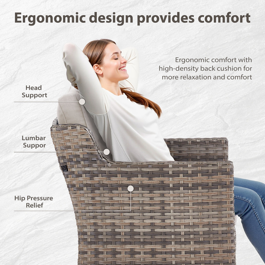 Patio Furniture Sets with Swivel Chairs,All-Weather Outdoor Patio Conversation Sets with High Back Outdoor Swivel Rocker Chairs,Couch,Coffee Tabel and Ottomans for Porch Deck Backyard