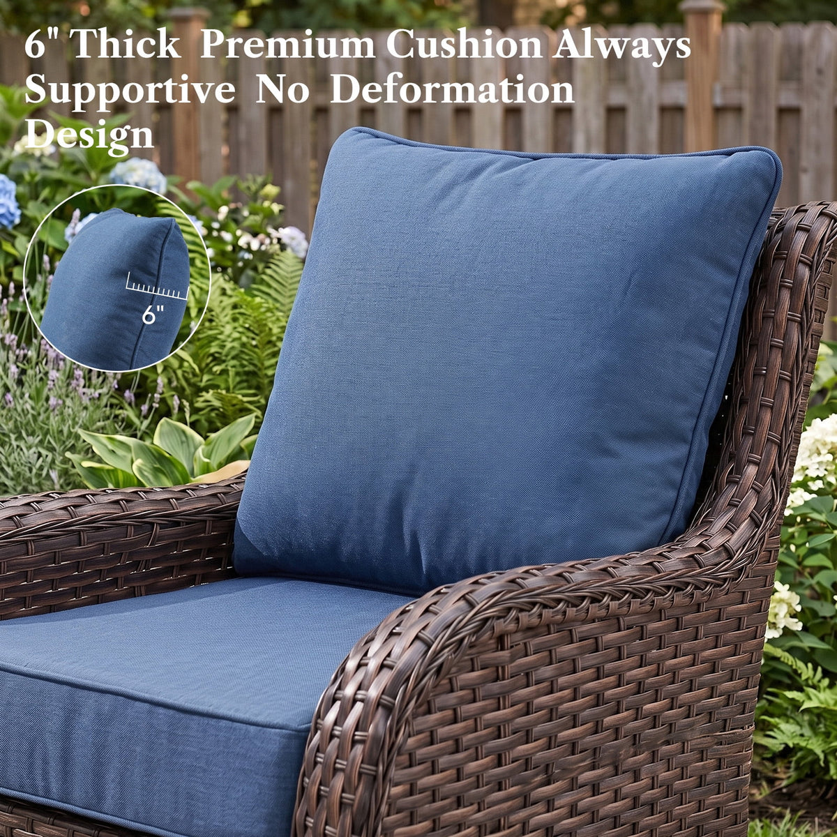 Bellefurn Luxury Outdoor Deep Seat Cushion 22 X 24 X 6 inch for Patio Furniture,Outdoor Sofa Cushions Chairs Cushions,Waterproof & Fade Resistant Patio Furniture Cushions for Wicker Chair,Couch
