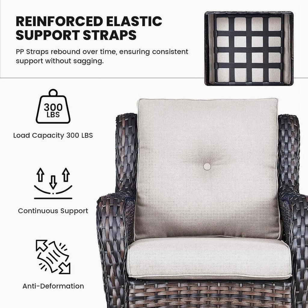 Bellefurn Patio Wicker Chairs Set of 2,High Back Outdoor Rattan Patio Chairs Outdoor Conversation Set for Garden Backyard Proch Deck