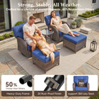 Bellefurn Outdoor Swivel Rocker Patio Chairs with 5" Thick Cushions,High Back Wicker Outdoor Swivel Chairs with Table,Patio Swivel Glider Chairs for Porch,Balcony,Garden,Deck & Backyard