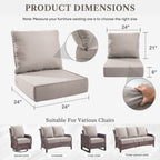 Bellefurn Outdoor Deep Seat Cushion 24 X 24 X 6 inch for Patio Furniture,Outdoor Chair Cushions Waterproof & Fade Resistant Patio Furniture Cushions for Wicker Chair, Sofa, Couch