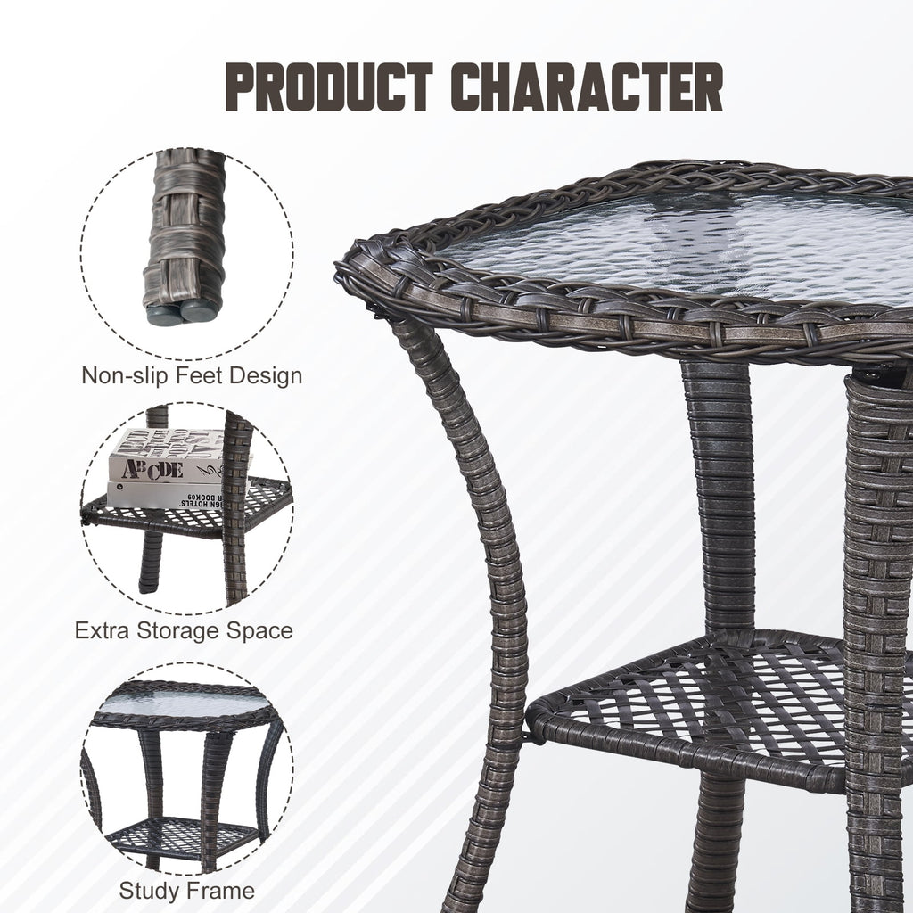 Bellefurn Outdoor Patio Furniture Sets with Swivel Rocker Chairs,3-Seat Sofa and Ottoman High-Back Rattan Patio Conversation Sets for Porch Deck Backyard Poolside
