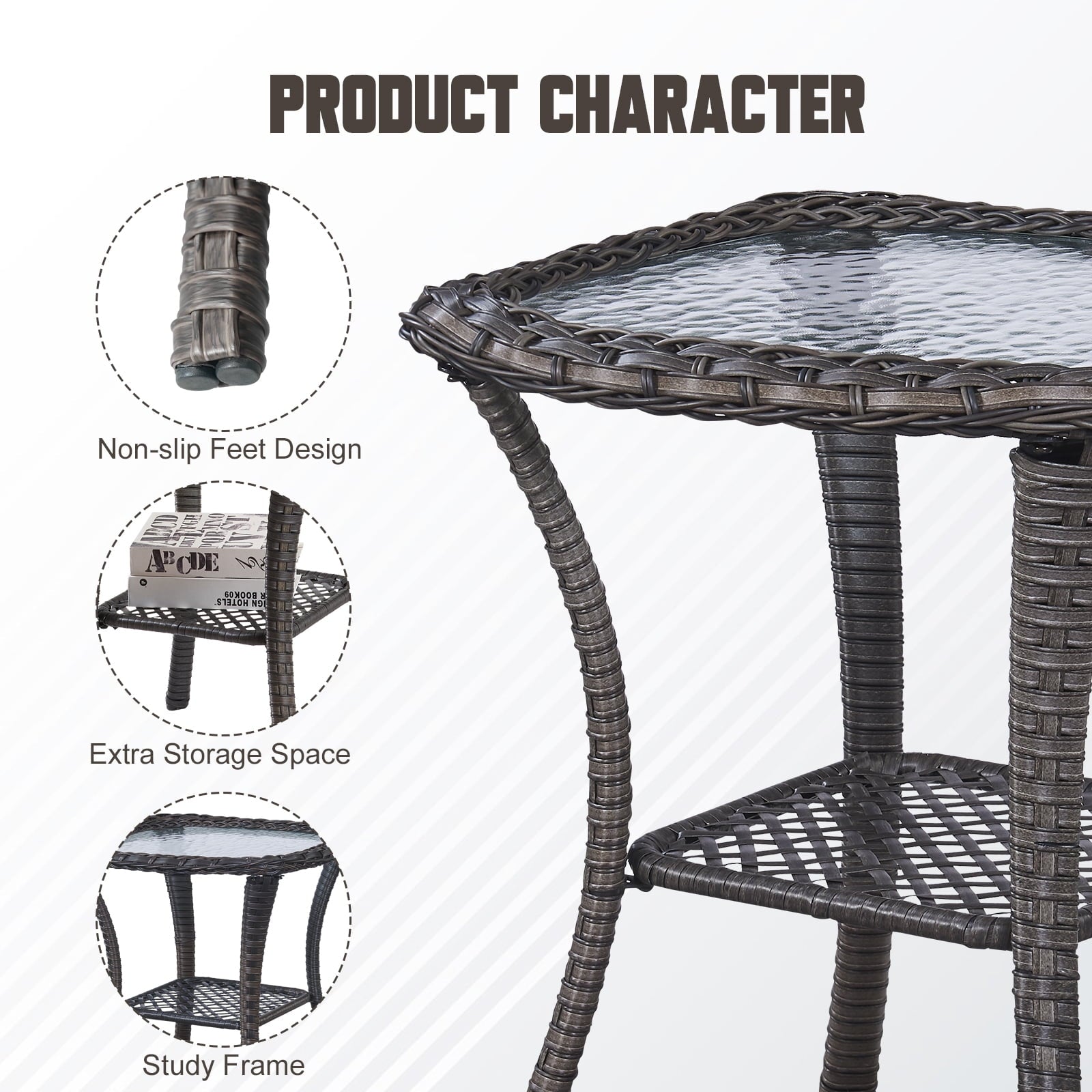 Bellefurn Outdoor Patio Furniture Sets with Swivel Rocker Chairs,3-Seat Sofa and Ottoman High-Back Rattan Patio Conversation Sets for Porch Deck Backyard Poolside