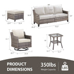 Patio Furniture Sets with Swivel Chairs,All-Weather Outdoor Patio Conversation Sets with High Back Outdoor Swivel Rocker Chairs,Couch,Coffee Tabel and Ottomans for Porch Deck Backyard