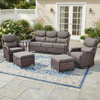Bellefurn Luxury Outdoor Patio Furniture Sets Outdoor Conversation Sets with Swivel Rocker Patio Chairs with 6" Thick Cushion,Sofa and Glass Coffee Table for Porch Deck Backyard Poolside
