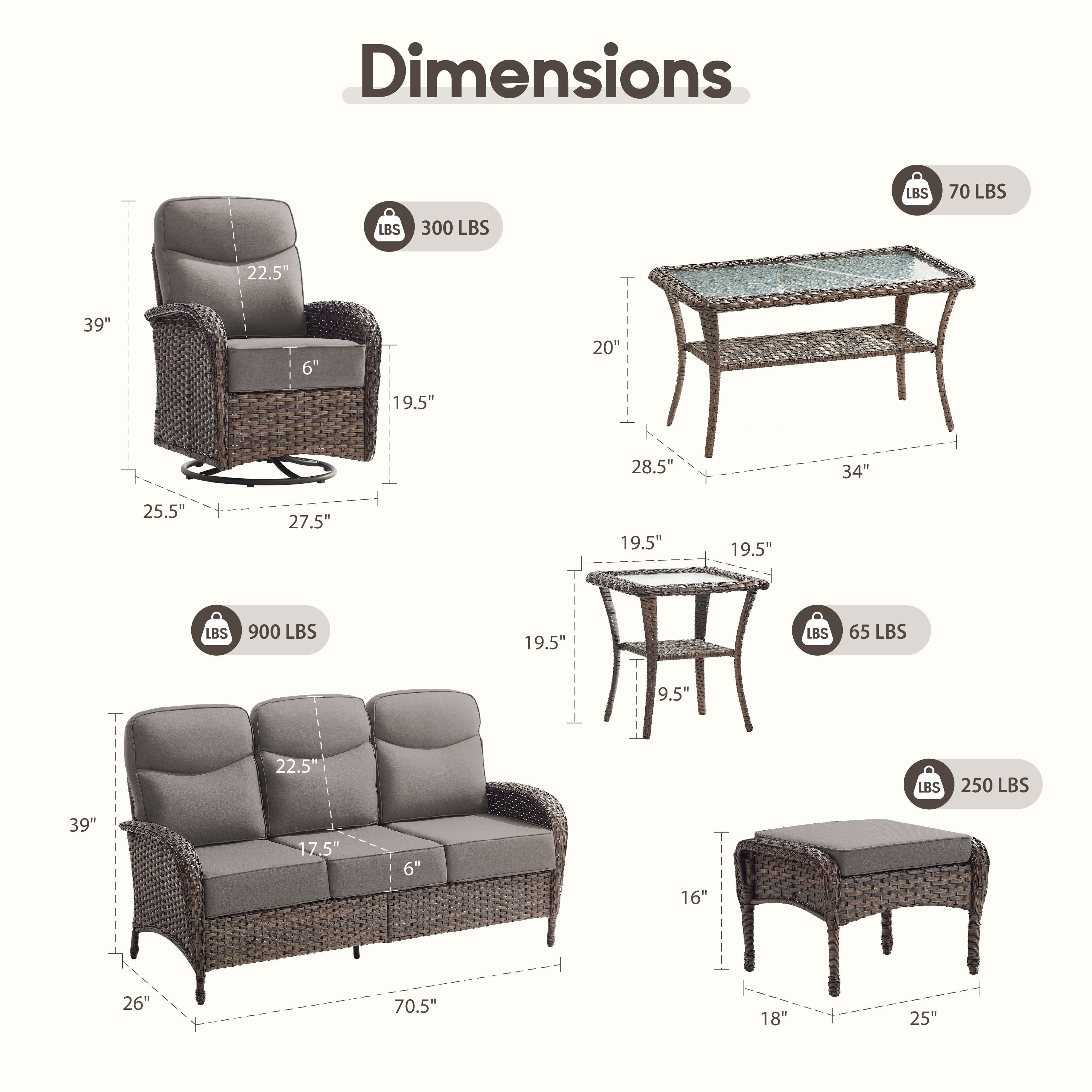 Bellefurn Luxury Patio Furniture Sets with 6-Inch Thick Cushions,High Back Wicker Swivel Rocker Patio Chairs,Outdoor Couch and Ottomans,All-Weather Conversation Set for Porch Deck Yard Pool