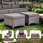 Bellefurn Luxury Outdoor Patio Furniture Sets Outdoor Conversation Sets with Swivel Rocker Patio Chairs with 6" Thick Cushion,Sofa and Glass Coffee Table for Porch Deck Backyard Poolside