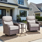 Bellefurn Outdoor Swivel Rocker Patio Chairs with 6" Thick Cushions,Patio Swivel Chairs Set of 2 Wicker Patio Chairs Patio Furniture Set for Porch Balcony Garden Deck Yard