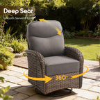 Bellefurn Patio Swivel Rocker Chairs Set of 2 with Ottomans,Outdoor Swivel Chairs with 6" Thick Cushions, All-Weather Conversation Set for Porch, Backyard, Deck & Garden