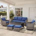 Patio Furniture Sets with Swivel Chairs,All-Weather Outdoor Patio Conversation Sets with High Back Outdoor Swivel Rocker Chairs,Couch,Coffee Tabel and Ottomans for Porch Deck Backyard