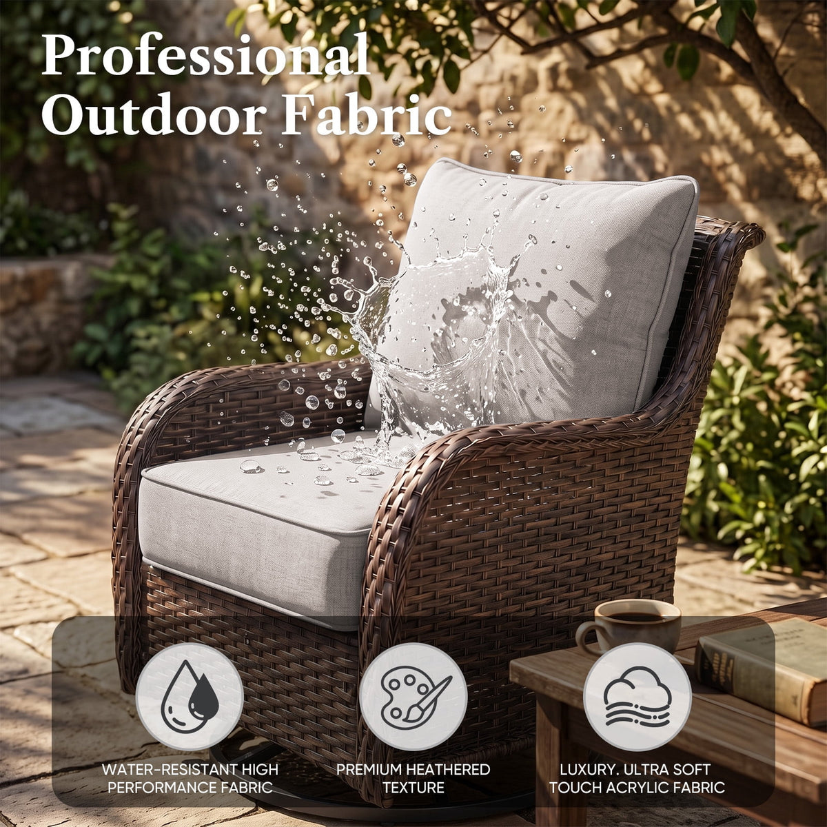 Bellefurn Outdoor Deep Seat Cushion 24 X 24 X 6 inch for Patio Furniture,Outdoor Chair Cushions Waterproof & Fade Resistant Patio Furniture Cushions for Wicker Chair, Sofa, Couch