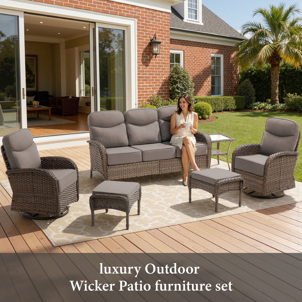 Bellefurn Outdoor Swivel Rocker Patio Chairs,Patio Swivel Chairs Set of 2,Swivel Glider Lounge Chairs with Side Table Patio Furniture Set for Outdoor,Balcony,Front Porch,Firepit Area
