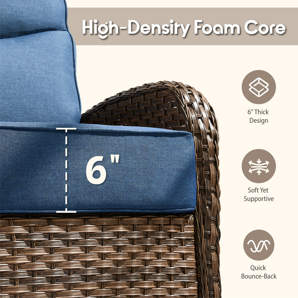 Bellefurn Outdoor Swivel Rocker Patio Chairs with 6" Thick Cushions,Wicker Swivel Chairs Set of 2 with Side Table,All-Weather Conversation Chairs for Porch,Balcony,Backyard,Deck & Fire Pit Area