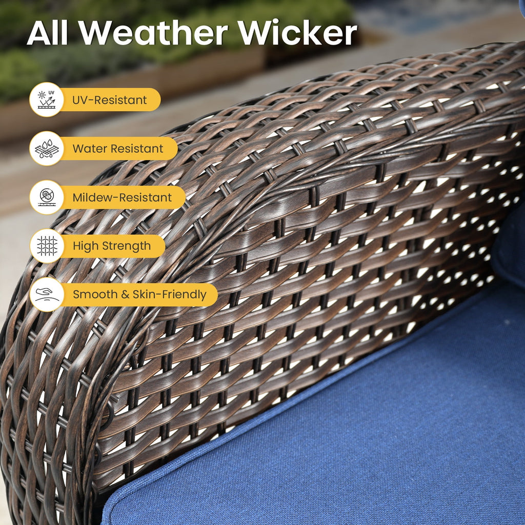 Bellefurn Outdoor Swivel Rocker Patio Chairs with 5" Thick Cushions,High Back Wicker Outdoor Swivel Chairs with Table,Patio Swivel Glider Chairs for Porch,Balcony,Garden,Deck & Backyard