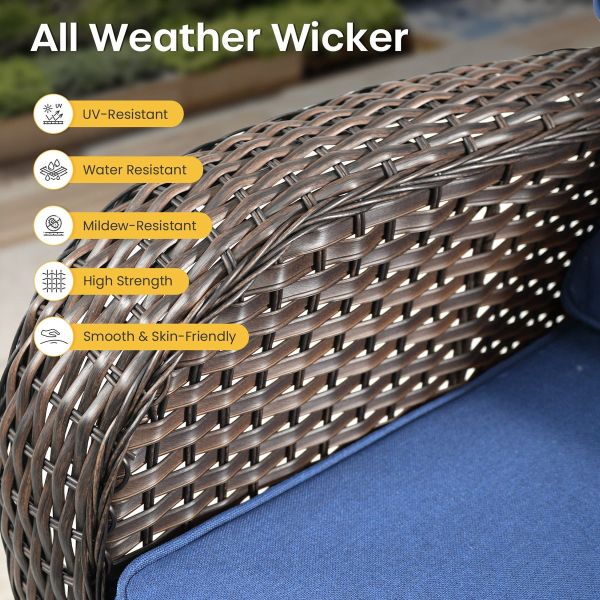 Bellefurn Outdoor Swivel Rocker Patio Chairs with 5" Thick Cushions,High Back Wicker Outdoor Swivel Chairs with Table,Patio Swivel Glider Chairs for Porch,Balcony,Garden,Deck & Backyard