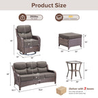 Bellefurn Luxury Outdoor Patio Furniture Sets Outdoor Conversation Sets with Swivel Rocker Patio Chairs with 6" Thick Cushion,Sofa and Glass Coffee Table for Porch Deck Backyard Poolside