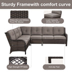 Bellefurn Outdoor Patio Furniture Set,Wicker Sectional Sofa Set with Coffee Table, L-Shaped All Weather Rattan Conversation Set for Backyard,Porch,Deck and Garden