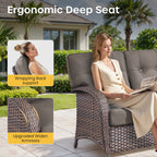 Luxury 6 Piece Outdoor Patio Wicker Furniture Sets with Swivel Rocker Patio Chairs,Sofa and Ottomans,High Back Outdoor Conversation Set for Porch Balcony Deck