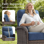 Bellefurn Outdoor Swivel Rocker Patio Chairs with 6" Thick Cushions,Wicker Swivel Chairs Set of 2 with Side Table,All-Weather Conversation Chairs for Porch,Balcony,Backyard,Deck & Fire Pit Area