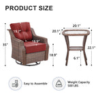 Luxury High Back Outdoor Furniture Set with 6 inch Thick Cushion,Patio Furniture Set with Swivel Rocker Chair,Sofa and Coffee Table,5 PCS Wicker Conversation Set for Yard,Deck,Poolside