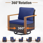 Bellefurn Luxury Patio Furniture Sets with 41” Propane Fire Pit Table,Rattan Outdoor Deep Seating Conversation Set with Swivel Glider Patio Chair,Rattan Sofa&Ottomans for Porch Backyard