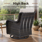 Bellefurn Outdoor Patio Furniture Sets with Swivel Rocker Chairs,3-Seat Sofa and Ottoman High-Back Rattan Patio Conversation Sets for Porch Deck Backyard Poolside