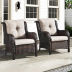 Bellefurn Patio Wicker Chairs Set of 2,High Back Outdoor Rattan Patio Chairs Outdoor Conversation Set for Garden Backyard Proch Deck