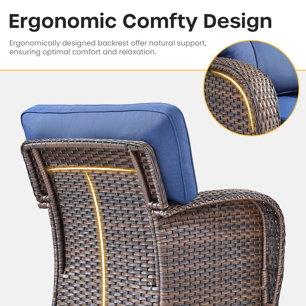 Bellefurn Outdoor Swivel Rocker Patio Chairs with 5" Thick Cushions,High Back Wicker Outdoor Swivel Chairs with Table,Patio Swivel Glider Chairs for Porch,Balcony,Garden,Deck & Backyard