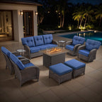 Luxury 6 Piece Outdoor Patio Wicker Furniture Sets with Swivel Rocker Patio Chairs,Sofa and Ottomans,High Back Outdoor Conversation Set for Porch Balcony Deck