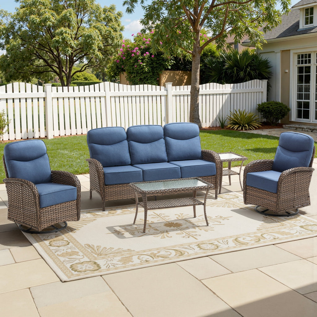 Bellefurn Outdoor Swivel Rocker Patio Chairs,Patio Swivel Chairs Set of 2,Swivel Glider Lounge Chairs with Side Table Patio Furniture Set for Outdoor,Balcony,Front Porch,Firepit Area