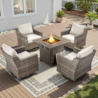 Patio Furniture Sets with Swivel Chairs,All-Weather Outdoor Patio Conversation Sets with High Back Outdoor Swivel Rocker Chairs,Couch,Coffee Tabel and Ottomans for Porch Deck Backyard