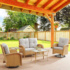 Bellefurn 5 Pieces Outdoor Patio Furniture Sets with Swivel Rocker Cha