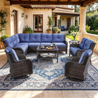 Bellefurn Outdoor Patio Furniture Set,Wicker Sectional Sofa Set with Coffee Table, L-Shaped All Weather Rattan Conversation Set for Backyard,Porch,Deck and Garden