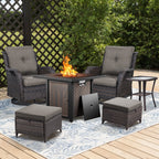 Bellefurn Outdoor Patio Furniture Sets with Swivel Rocker Chairs,3-Seat Sofa and Ottoman High-Back Rattan Patio Conversation Sets for Porch Deck Backyard Poolside